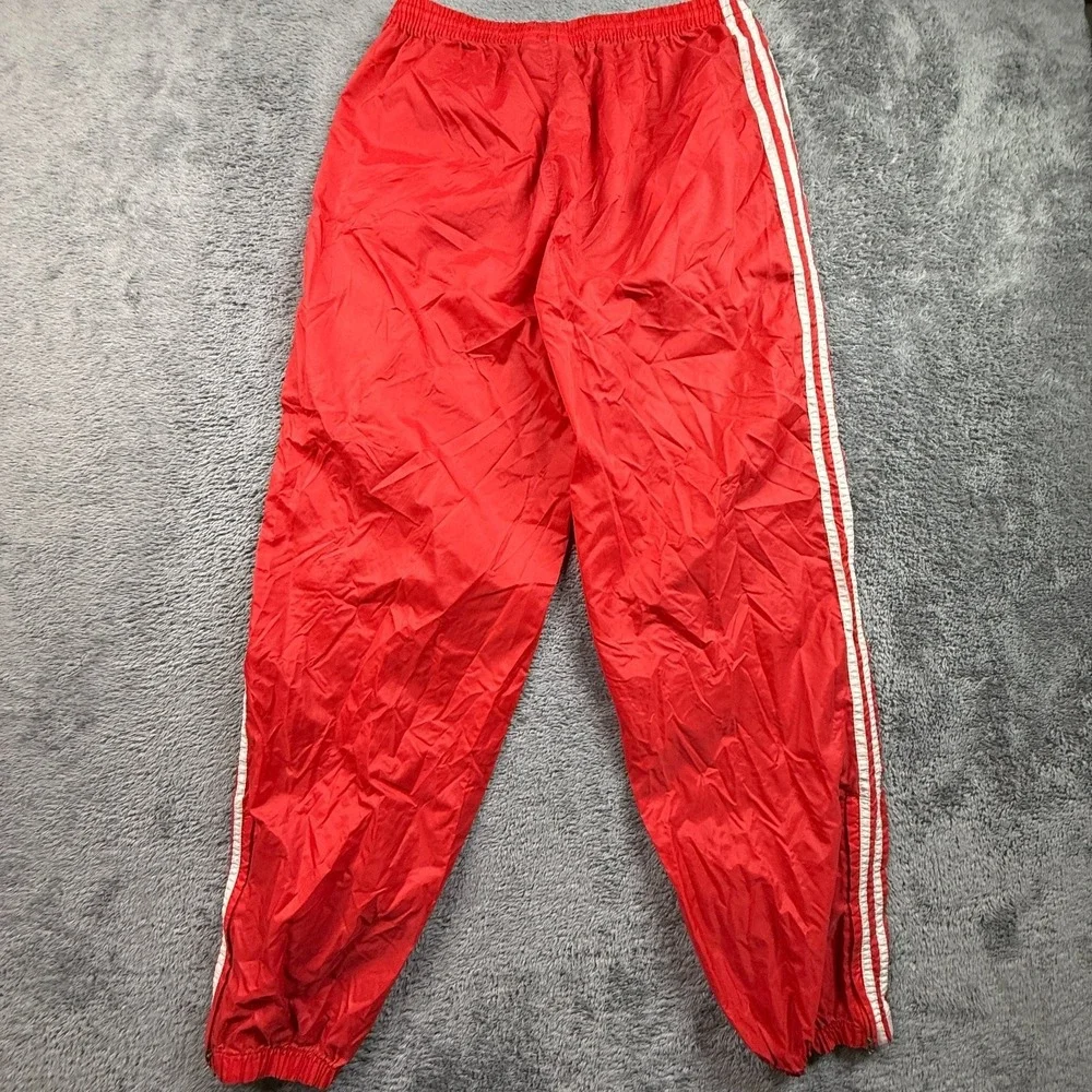 Adidas Originals Vintage 90s Red Nylon Track Pants Windbreaker Joggers Mens L